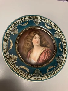 Antique 10” Royal Vienna Hand Painted & Gilt Porcelain Portrait Plate C1900 - Picture 1 of 2