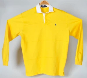 Polo Ralph Lauren Vintage Rugby Shirt Uomo M Giallo Made in USA LEGGI - Foto 1 di 4