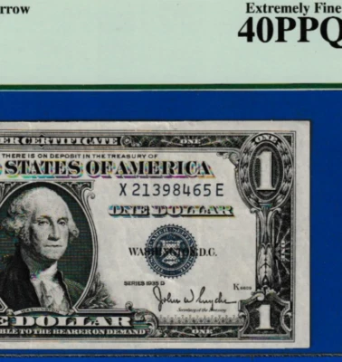 1935 D  $1  SILVER CERTIFICATE  NARROW  X 21398465 E  Fr.1613N PCGS - Image 1 of 3