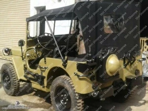 STITCHED CANVAS SOFT TOP FOR JEEP WILLYS MB GPW CJ2A1941-47,BROWN,OD GREEN,BLACK - Picture 1 of 12