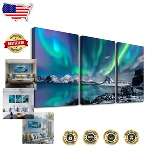 Arte de pared Aurora listo para colgar - Lienzo enmarcado de 3 piezas para elegancia de sala de estar - Imagen 1 de 10