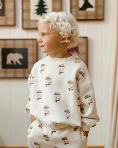 RARE NWT RYLEE CRU SET Relaxed thick Sweatshirt sweatpants Snowman 6-7y - Picture 1 of 5