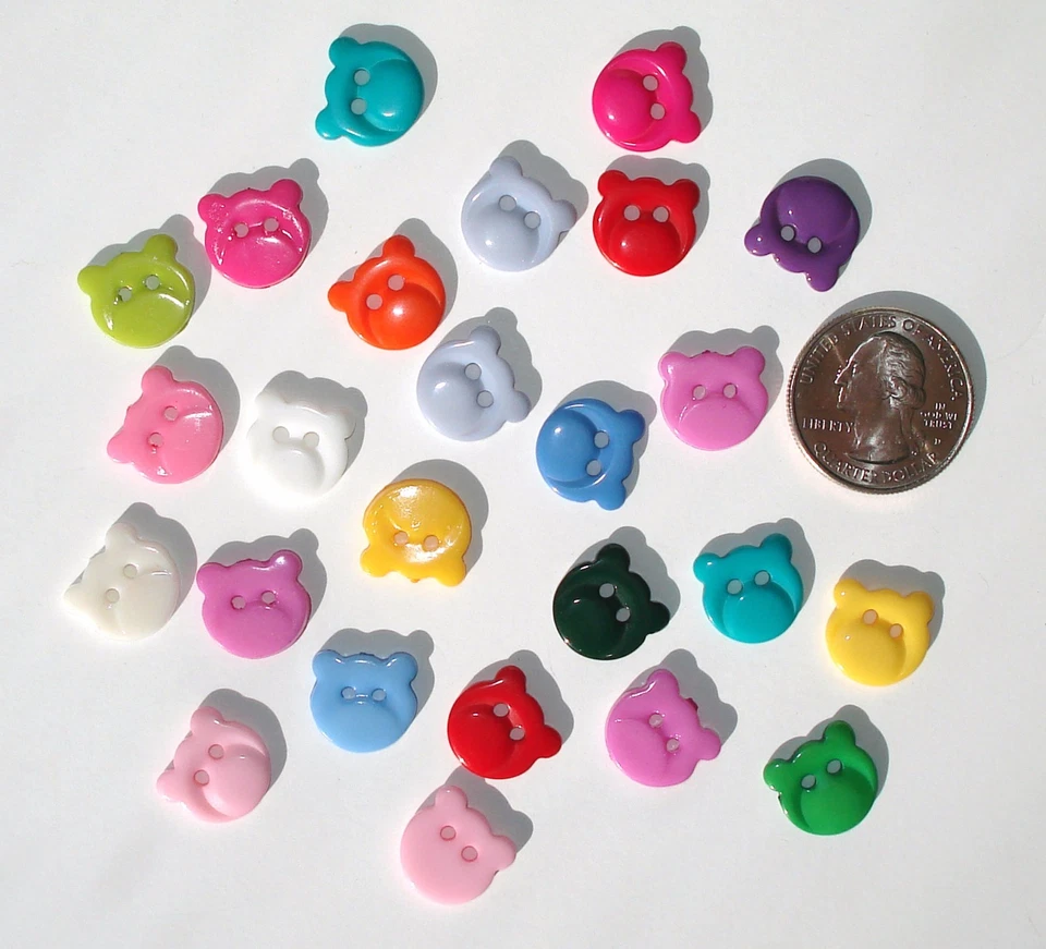 25 cabezas de oso de peluche botones de resina variedad mezcla colores 2 agujeros coser Foto 1 de 1