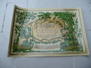 étiquette ancienne CREME DE CACAO A LA VANILLE - Imagen 1 de 2