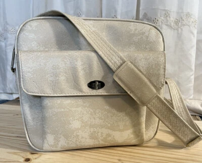 Bolso de Viaje Vintage Samsonite “Perfil” Bolso de Hombro Vinilo Blanco Crema Cremallera Superior Foto 1 de 4