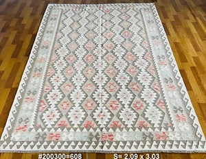 Alfombras Kilim antiguas afganas nómadas hechas a mano de lana natural 209x303 cm de colección - Imagen 1 de 8