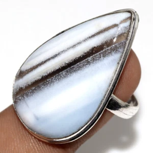 925 Silver Plated Owhyee Blue Opal Ethnic Ring Handmade Jewelry Size US 8 AU f18 - Imagen 1 de 3