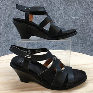 Life Stride Sandal Womens 5.5M Black Persephone Slip Wedge Heel Faux Leather - Picture 1 of 16