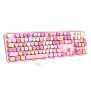 Computer Keyboard Wired, Plug Play USB Keyboard with Large Number Pink Colorful - Picture 1 of 8
