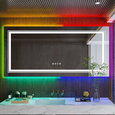 Wisfor Dual Lights Bathroom Mirror Anti-fog RGB Backlit Dimmming Vanity Mirror - Image 1 of 4