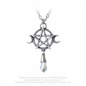 Collar pagano colgante de diosa gótica de alquimia pentagrama de peltre estrella pentáculo - Imagen 1 de 3
