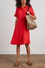 Women's Proenza Schouler Red Short Sleeve Button Down Shirt Dress Size 2 NWTS