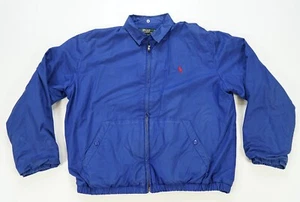 Rare VTG POLO RALPH LAUREN Small Pony Fleece Lined Bomber Jacket 90s Blue YTH XL - Picture 1 of 15