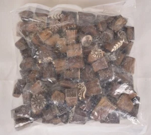 Small 1" Indian Wooden Printing Blocks - Wholesale Bag of 100 - Picture 1 of 4