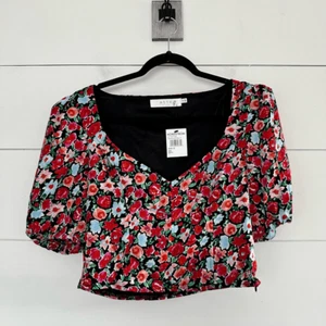ASTR The Label Women’s Medium Floral Cropped Blouse New NWT - Picture 1 of 5