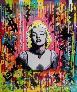 Modern  Mixed Media Painting by Nastya Rovenskaya, "Pink Marilyn" - Picture 1 of 7