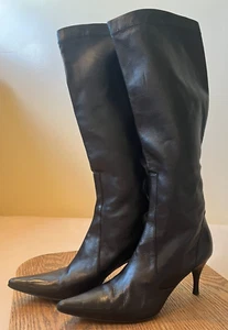 COLE HAAN Black Supple Leather Knee High Boots Women US size 9.5 - Picture 1 of 11