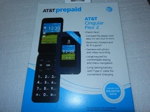 Nuevo teléfono móvil AT&T Cingular Flex 2 prepago plegable celular att clásico azul marino - Imagen 1 de 10