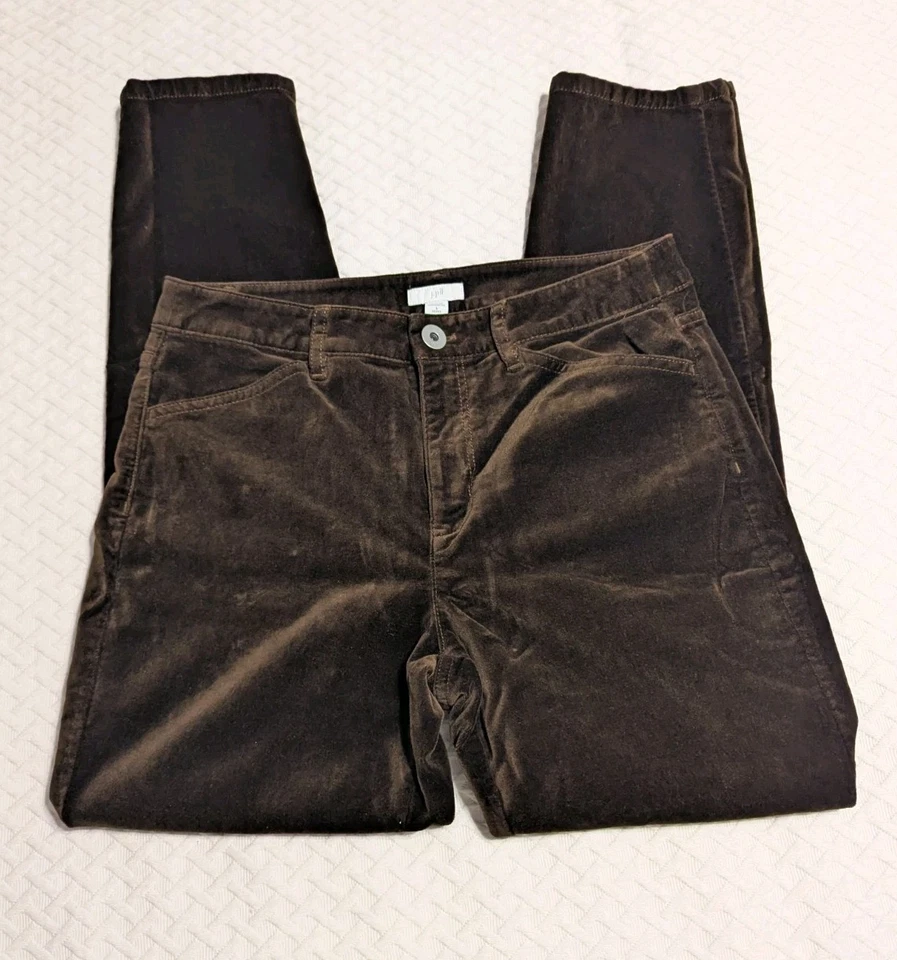 Pantalones de terciopelo marrón J. Jill para mujer talla 6 pequeños tiro medio bolsillos elásticos  Foto 1 de 4