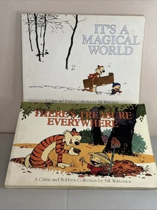 2 Stück - Calvin und Hobbes Überall gibt es einen Schatz & es ist eine magische Welt - Bild 1 von 11