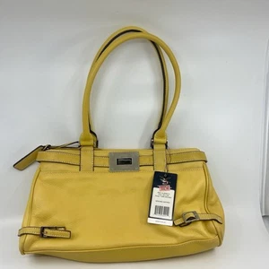 Senfgelbe American Living gelbe Lederhandtasche Schulter Achseltasche Neu mit Etikett - Bild 1 von 9