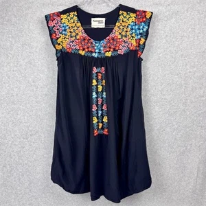 Savanna Jane Damen S schwarz Blumen Mini bestickt Etuikleid Flügelärmel - Bild 1 von 11