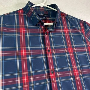 Mizzen + Main Men's Shirt Large Trim Leeward Plaid Performance Stretch Casual - Picture 1 of 12