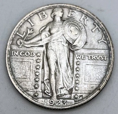 1923 Standing Liberty Quarter 25C 25 Cents SLQ MS Mint State BU UNC Uncircula... - Image 1 of 2