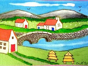 ACEO original miniature painting 'Cottage by the Stream' 1 by AlisonE