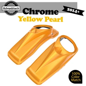 CHROME YELLOW PEARL For Harley Touring 14+ Advanblack 8" Saddlebag Speaker Lids - Picture 1 of 7