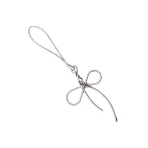 Bowknot Pendant Phone Strap Lanyard Silver Color Keychain Backpack Charm Car Key - Zdjęcie 1 z 8