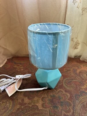 Simple Designs LT2065-BLU Round Prism Mini Table Lamp with Matching Fabric NEW - Image 1 of 4