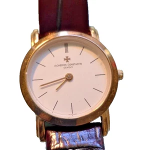 Ladies gold Tone Bezel Leather Strap Elemex Movement Japan 3D 44 - Picture 1 of 18