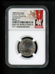 2020 W V75 ATB Quarter 25c .25 NGC MS63 American Samoa Park WWII Privy Mark - Picture 1 of 4