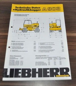 1983 Liebherr A 902 Bagger Excavator Specification Brochure Prospekt - Picture 1 of 4