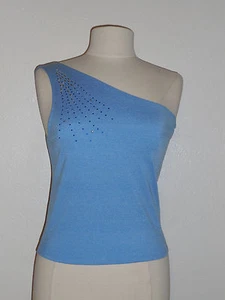 New Sz. M Rampage - One Shoulder Sequined  Blue Casual Top (Polyester/Spandex) - Picture 1 of 4