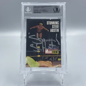 Stunning Steve Austin Signed 1995 Cardz WCW Main #29 Rookie Card RC Beckett BAS - Picture 1 of 2