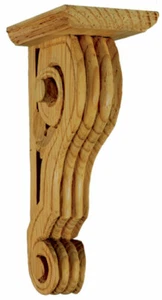 Soporte de estante tallado perforado, característica de decoración del hogar tallado a mano en madera de pino - PN592 - Imagen 1 de 3