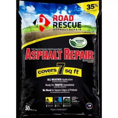 Road Rescue Asphalt Repair Driveway Road Concrete Patch Parking Lot 50 lbs Black