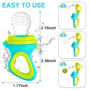 Baby Food Feeder Fresh 2Pk Fruit Feeder Pacifier 6 Different Sized Silicone - Picture 1 of 5