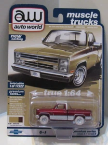 2021 Auto World 1985 Chevy Silverado 10 Fleetside Ultra Red CHASE White Tires - Picture 1 of 2
