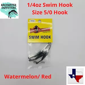 Bass Assassin 1/4oz Swim Hook Size 5/0 Watermelon/ Red 3cnt Swim14075 !!Redfish! - Picture 1 of 9