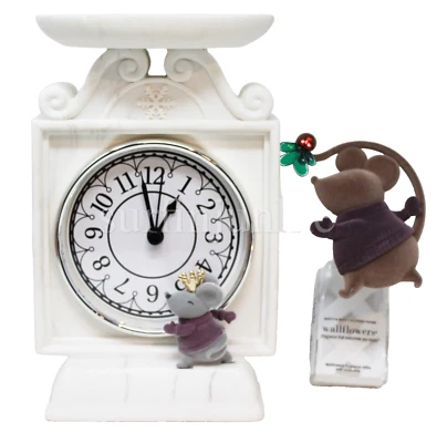 Bath & Body Works Mouse Clock Pedestal Candle Holder Christmas + Wallflower Plug - Image 1 of 3