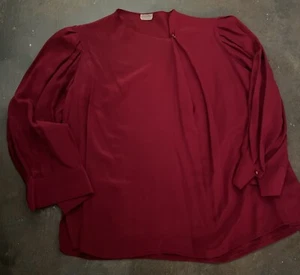 Vintage Tahari women’s size 14 100% silk blouse Red long sleeves $88 - Picture 1 of 9