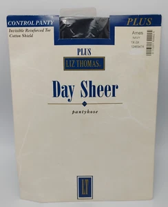 Pantyhose Plus Size 1x - 2X Navy Day Sheer Control Panty Liz Thomas - Picture 1 of 4