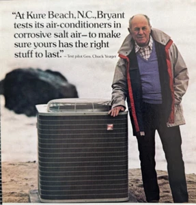 Bryant Air Conditioner Chuck Yeager The Right Stuff Vintage Print Ad 1988 - Picture 1 of 5