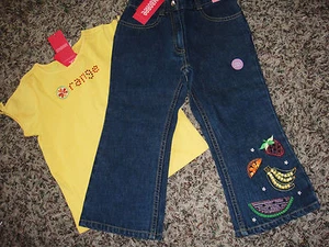 Gymboree Tutti Fruity orange slice top & embroidered capri cropped jeans NWT 5 - Picture 1 of 3