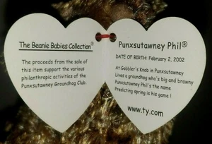 Ty Beanie Baby PUNXSUTAWNEY PHIL the Groundhog (Original COC PA Exclusive) MWMTs - Picture 1 of 9