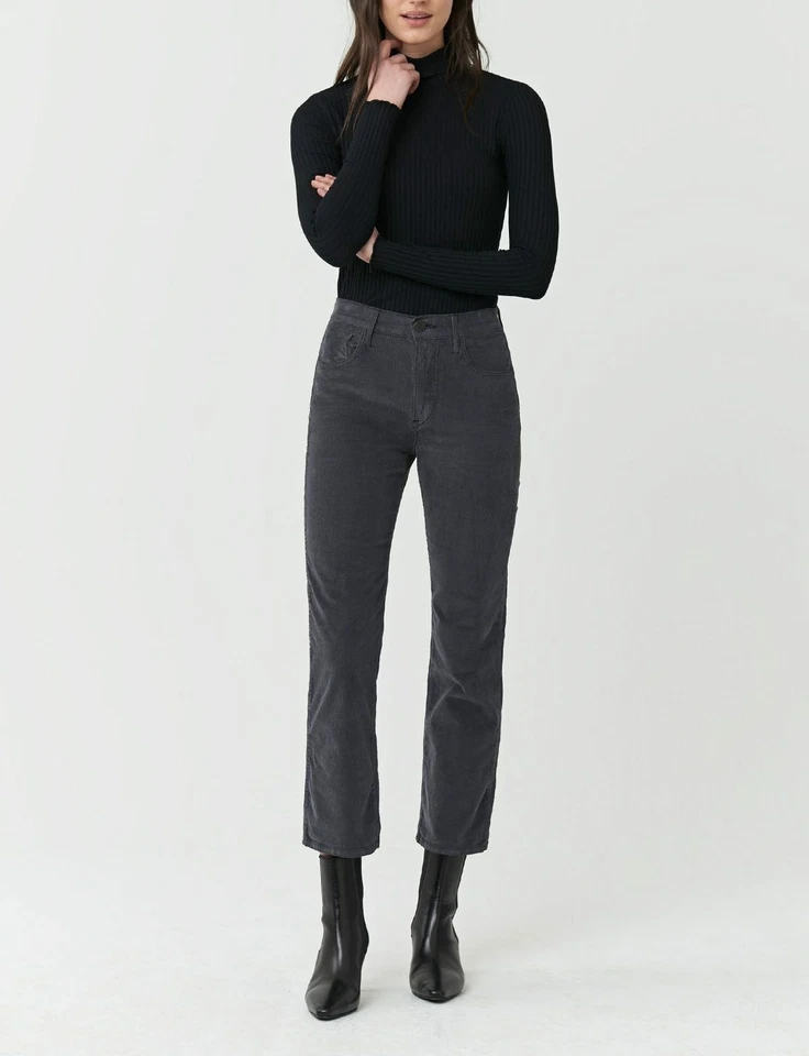 3x1 Womens Austin Corduroy Crop Pants 28 Crimson Red Straight Leg 5 Pocket