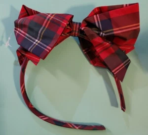 new VINEYARD VINES Holiday Merry Plaid HEAD BAND Hairband Hair Bow Band 🐳 - Picture 1 of 4